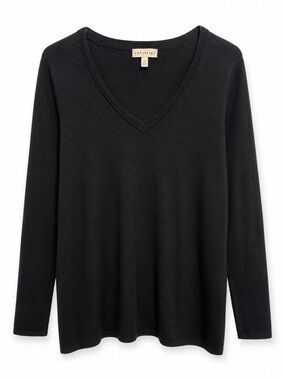 Retrology Black V-Neck Lightweight Sweater Top Plus Size 1X